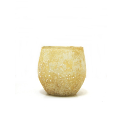 Lampion szklany na T-light  Świecznik Rustykalny Beżowy/Żółty